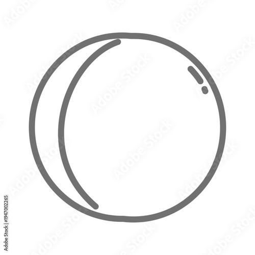 ネクタリンのシンプルな線画アイコン モノクロのフルーツイラスト