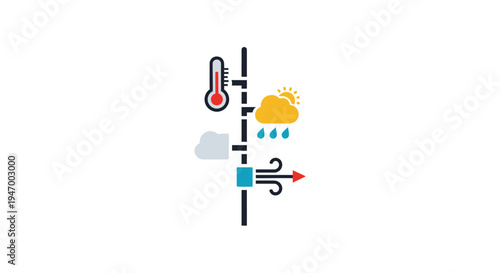 Weather forecast symbols on screen.