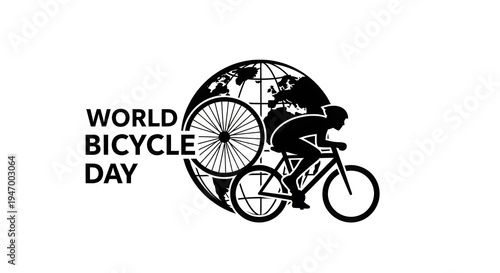 World bicycle day logo featuring a cyclist and globe for global celebration