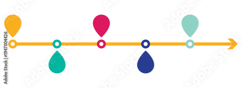 Colorful hot air balloons journey progress timeline flat design vector illustration