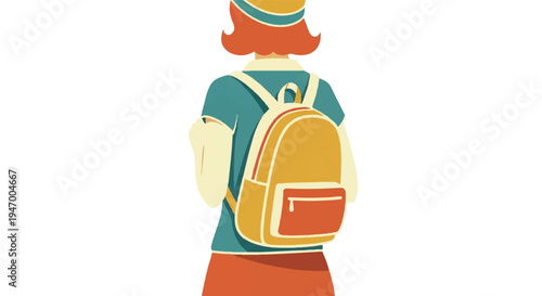 Illustration of a person with backpack against a white background