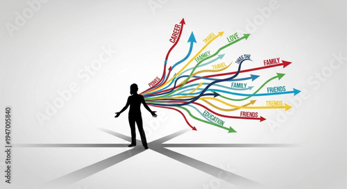 Man with many colorful arrows.