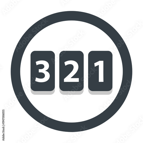 Modern digital counter display showing sequential numbers three two one in sleek minimalist design for countdown timers and event launches