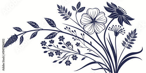 Bild auf Leinwand Elegant floral design with flowers and leaves on for decorative purposes