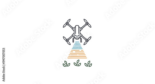 Drone with propellers and colorful lights.