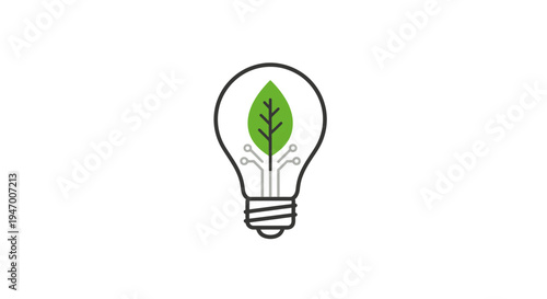 Eco friendly light bulb with leaf.