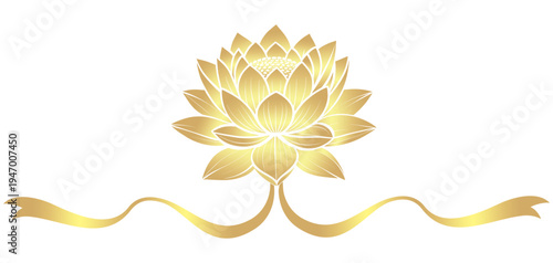 Vector silhouette illustration of a golden lotus for Vesak Day