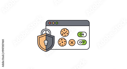 Digital security padlock protection icon.