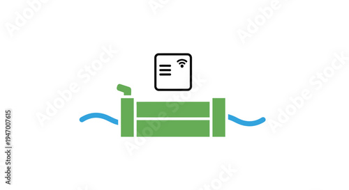 Green battery with blue lines.