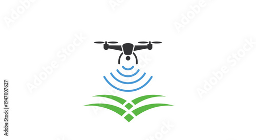 Drone Flying Over Green Crops Aerial.
