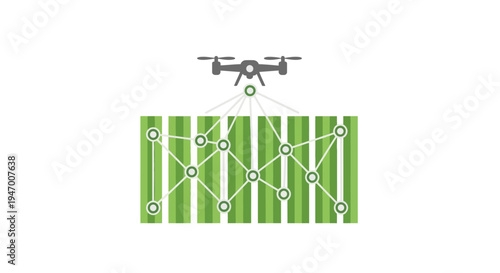 Drone hovers over green solar panel.