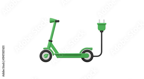 Green Electric Scooter With Charger.