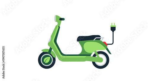 Green Electric Scooter Vehicle Transportation.