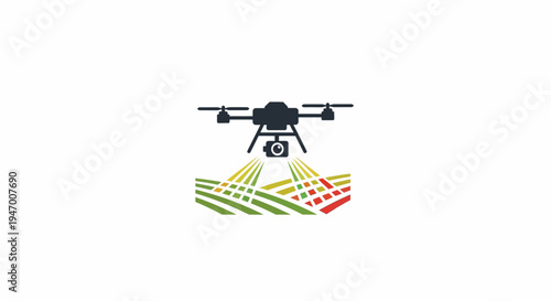 Drone spraying agricultural chemicals field.
