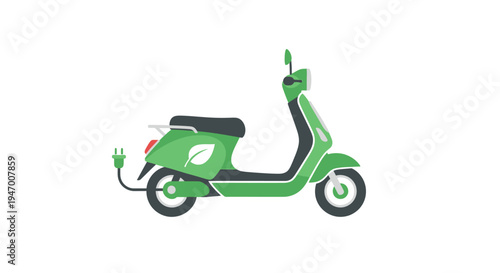 Electric green scooter with charger.