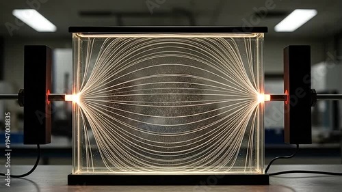 An experimental setup demonstrating magnetic field lines.