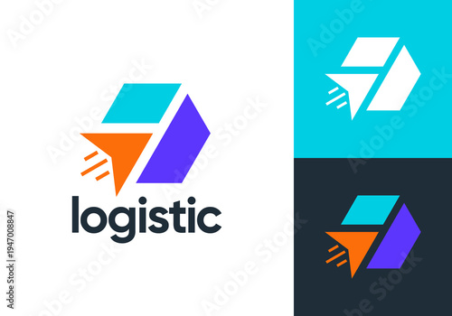 box with airplane logo. delivery order logistics symbol vector design