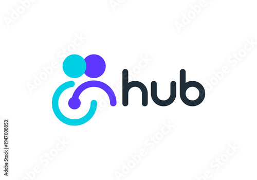 partner job logo design. simple technology connection work people icon vector concept