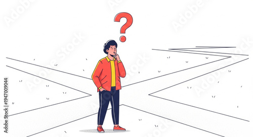 Man with Question Mark Above.