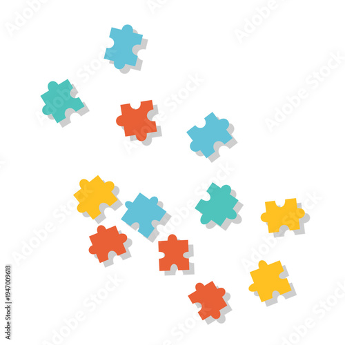 World Autism Awareness Day Background  Colorful Puzzle Pieces Scattered 