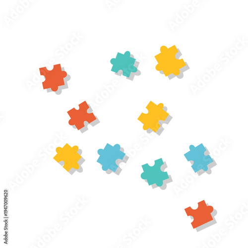 World Autism Awareness Day Background  Colorful Puzzle Pieces Scattered 