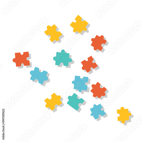 World Autism Awareness Day Background  Colorful Puzzle Pieces Scattered 