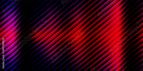3d transparent ribbed glass background with refraction and holographic effect. Reeded glass with rainbow gradient. Render of corrugated wall with overlay reflection light on dark.
