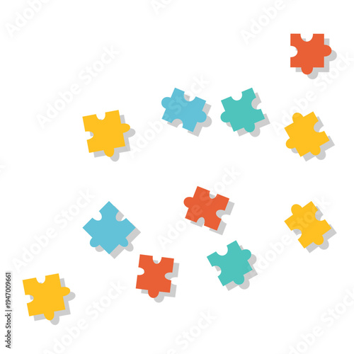 World Autism Awareness Day Background  Colorful Puzzle Pieces Scattered 
