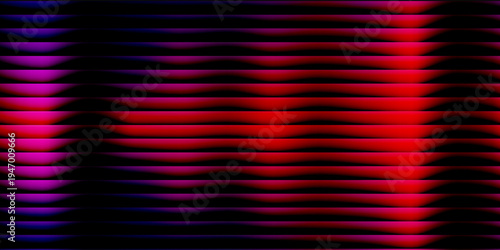 3d transparent ribbed glass background with refraction and holographic effect. Reeded glass with rainbow gradient. Render of corrugated wall with overlay reflection light on dark.