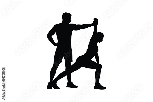 A silhouette of a couple dancing tango with the man leading and a dramatic pose on transparent background high-quality professional.