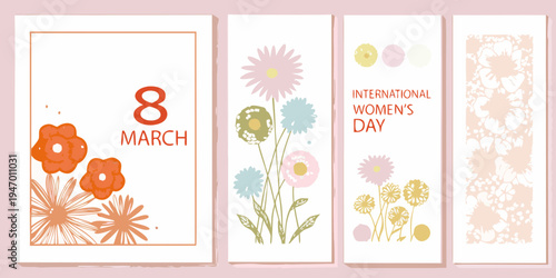 Floral cards celebrating international women s day on march eighth