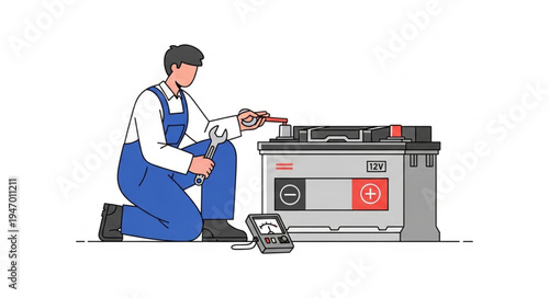 Man working on a battery.