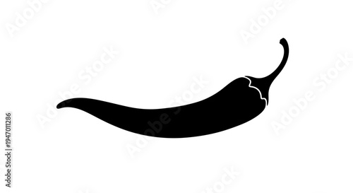 Silhouette of a single chili pepper on a white background, perfect for food or spice-related designs