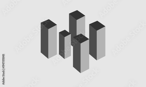 Minimal Isometric 3D Blocks Geometric Abstract Composition