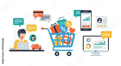 E-commerce & CRM Ecosystem: Integrated Online Shopping, Customer Service, Analytics, and Logistics Management Solutions