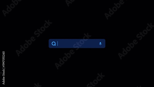 Royal blue tech search bar graphic with light blue icons and modern interface element 4K UHD