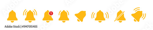 Notification bell icon set