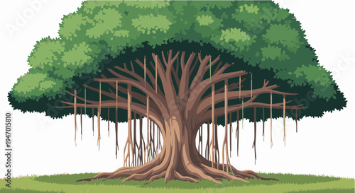 Majestic Banyan Tree Illustration