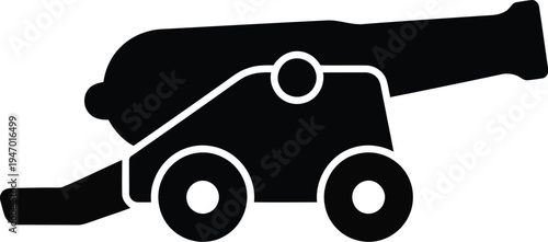 A black and white drawing of a cannon