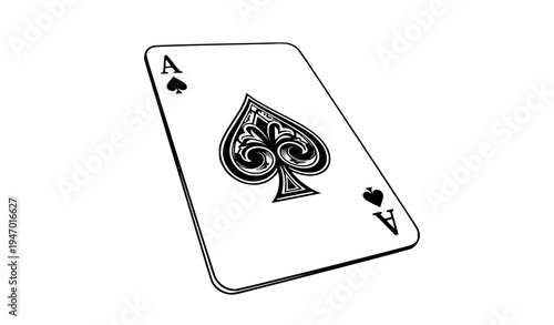 Classic ace of spades poker card with ornate spade symbol vintage casino playing card vector isolated on white