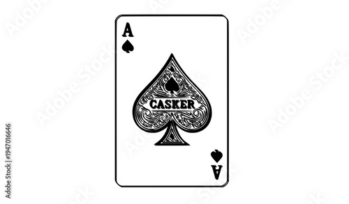 Vintage ace of spades playing card vector illustration classic poker casino card isolated on white background
