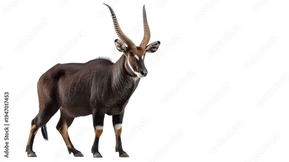 Obraz premium Saola standing, isolated on a white background