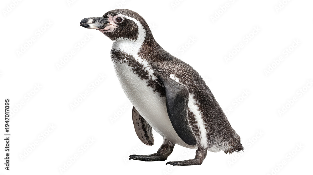 Obraz premium Galapagos penguin standing, isolated on a white background