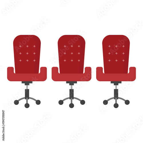 A contemporary leather ergonomic office chair stands in an empty interior, featuring a comfortable design with black wheels for a modern business furniture aesthetic