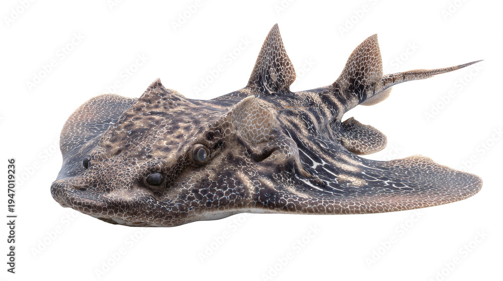 Obraz premium Angelshark resting, isolated on a white background