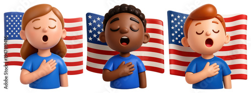 PNG Children pledge allegiance together, transparent background