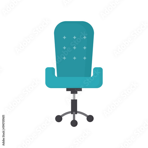 A contemporary leather ergonomic office chair stands in an empty interior, featuring a comfortable design with black wheels for a modern business furniture aesthetic