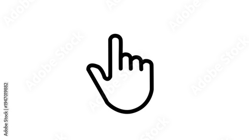 Animated finger touch linear icon. Touchscreen control gesture. Smartphone display. Pointing up. Seamless loop HD video with alpha channel on transparent background. Outline motion graphic animation