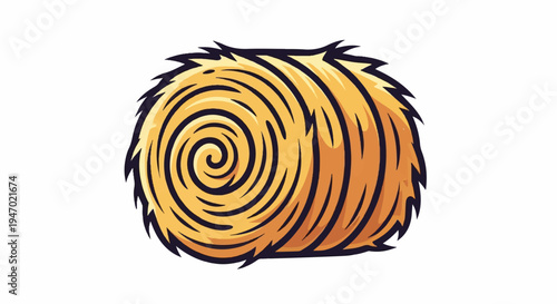 A cartoonish, round bale of straw with a distinct swirled texture