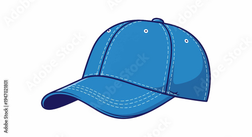 A simple blue baseball cap with white stitching and a curved brim
